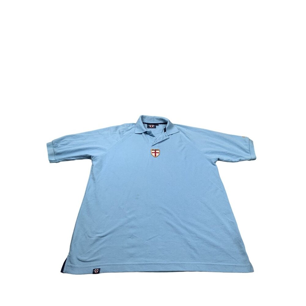 England 09 Mens XL Light Blue Polo Shirt With Embroidered Cross Patch Centered H